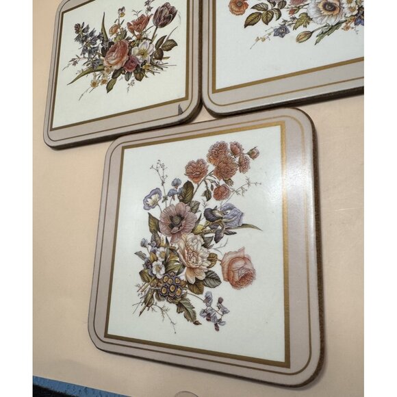 PIMPERNEL Vintage Floral Spray 4" Coasters-  Set of 5 - Picture 2 of 8